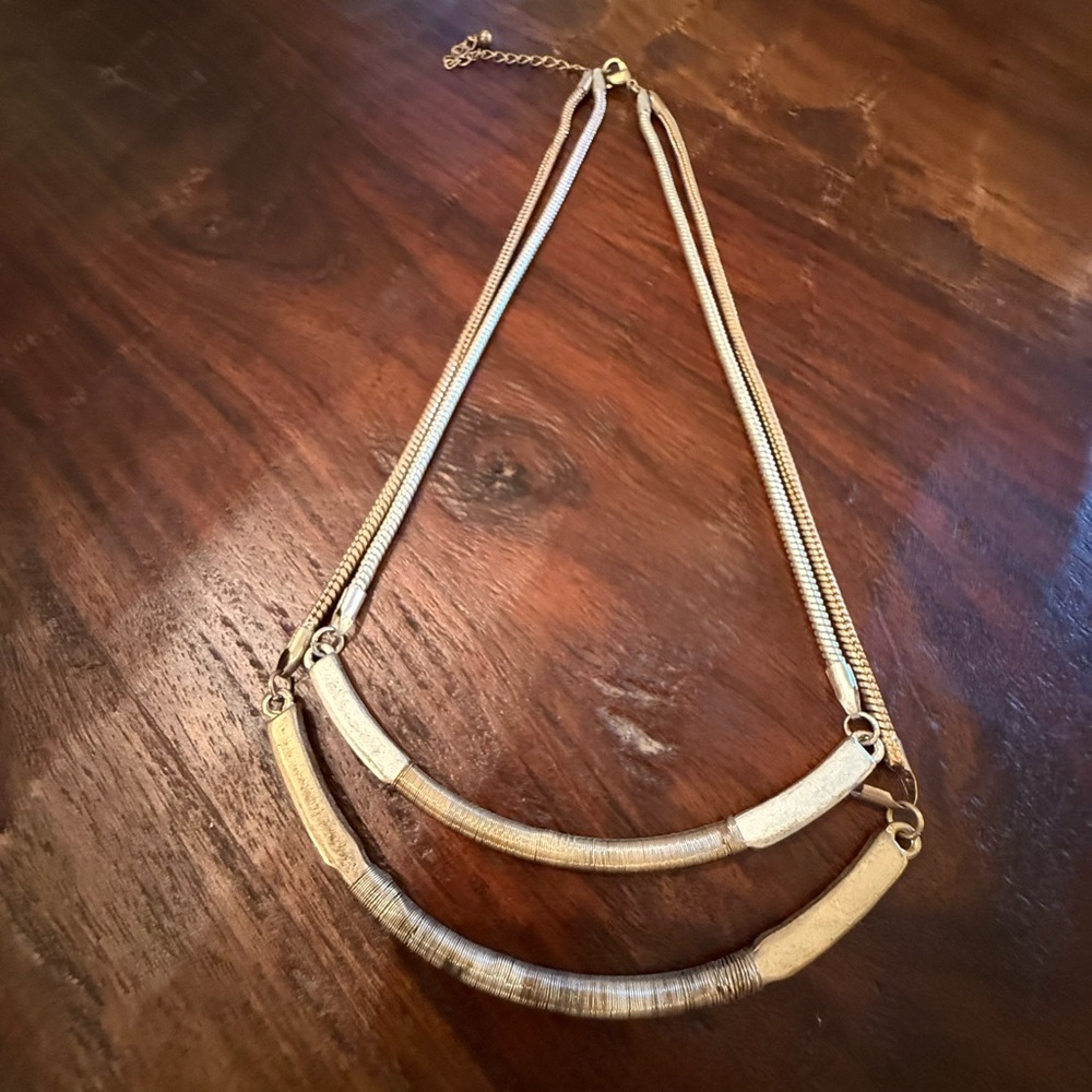 Vintage Mixed Metal Gold and Silver Necklace Choker